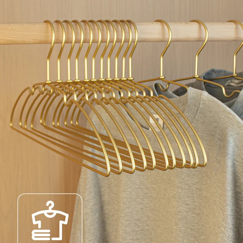 10pcs Metal Hangers for Clothes Anti-slip Traceless Skirt Dress Drying Rack Aluminum Alloy Storage Hangers Wardrobe Organizer