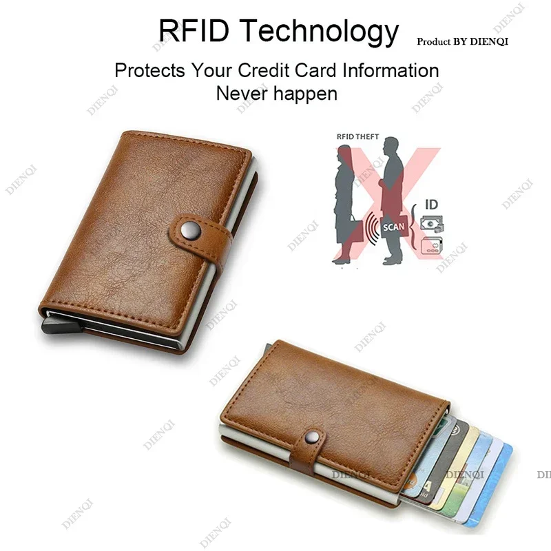 Anti Rfid Bank Credit Card Holder Wallets Men PU Leather Bank ID Cardholder Case Luxury Small Slim Thin Smart Minimalist Wallet