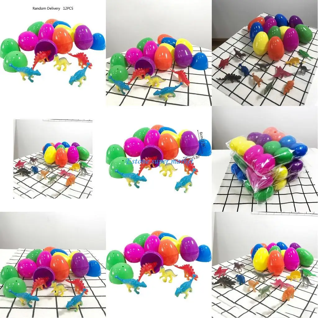 

090B 12Pcs Kids Interactive Dinosaur Egg Simulation Accessories Educational for Play Funny Table Toy for Indoor Outdoor Suppl