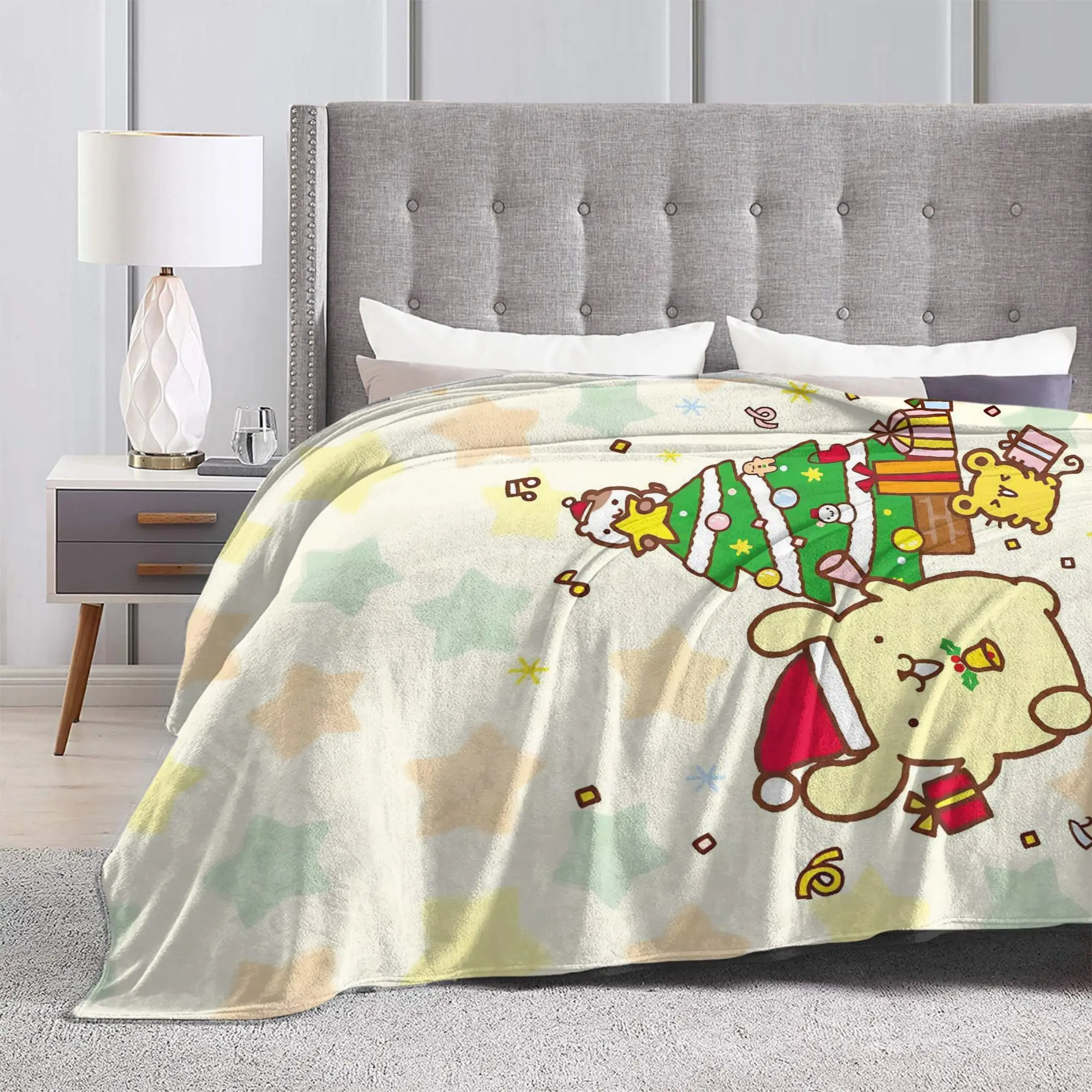 Pompompurins Christmas Holiday Cute Blankets Flannel Decoration  Portable Lightweight Throw Blankets for Home Outdoor Bedspread