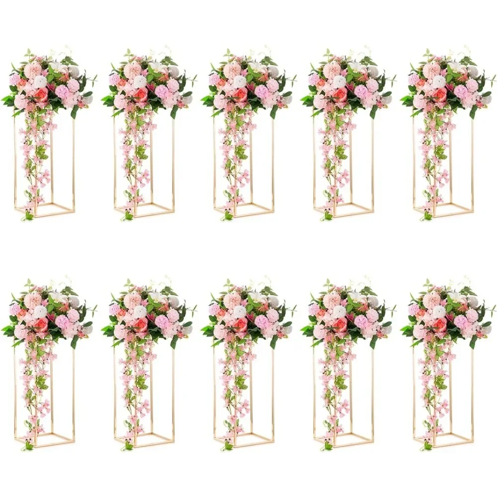 

Wedding Accessories 10 Pcs Metal Flower Stand 23.6in Rectangular Geometric Flower Rack for Wedding Decorations Weddings Events