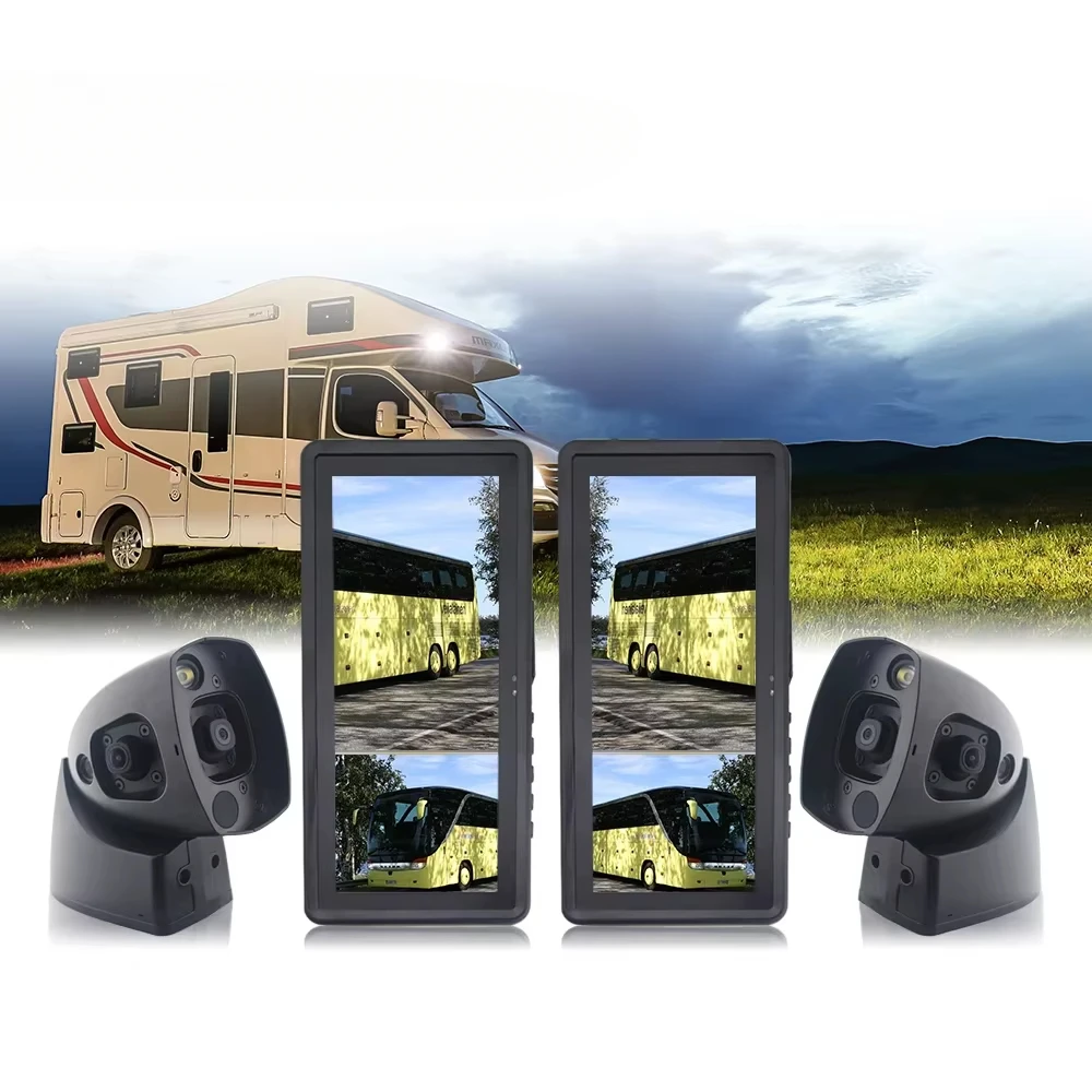 Truck Side Mirror Camera Monitor Long Short Arm Design Blind Zone Reverse Monitoring HD Dual Lens Camera Dual View Monitor