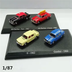 Diecast Alloy 1:87 Scale 8 Gordini 1966 404 1962 Taxi Car Model Sand Table Scene Display Prop Adult Classic Collection Ornament