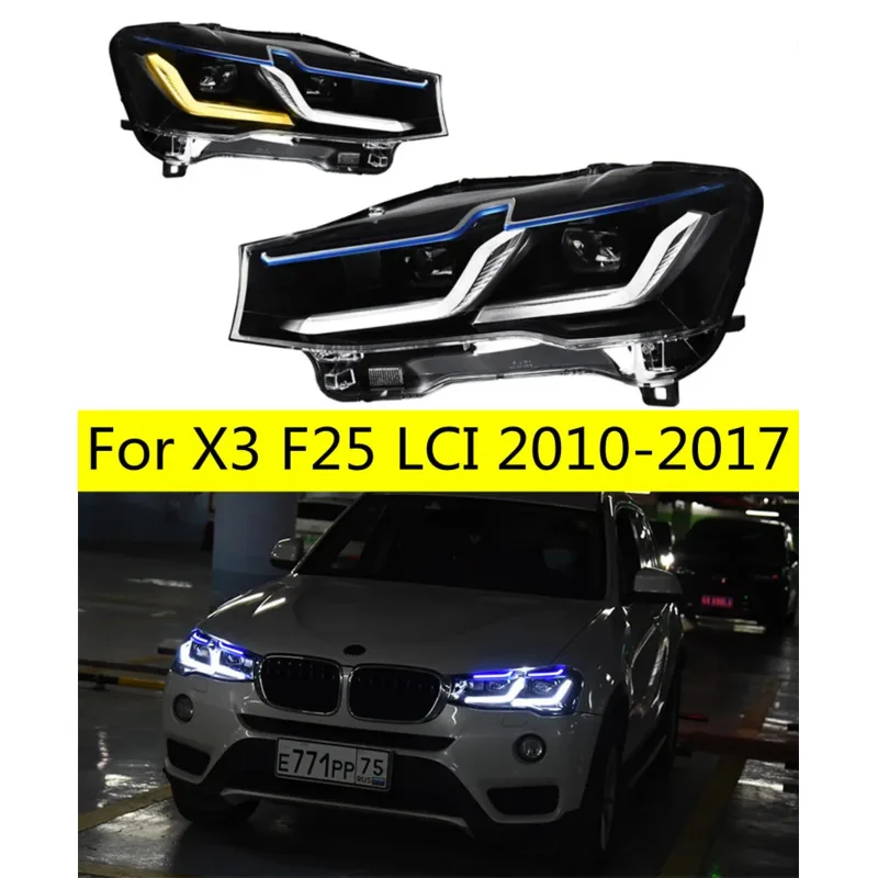

Светодиодные фары для X3 F25 20 10-20 17 LCI в сборе, дневные ходовые огни, синий DRL, указатель поворота, передняя лампа