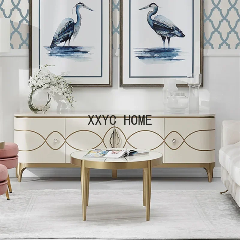 Modern Simple Home Audiovisual Cabinet Film and Television Cabinet Living Room French Small Apartment Floor Cabinet
