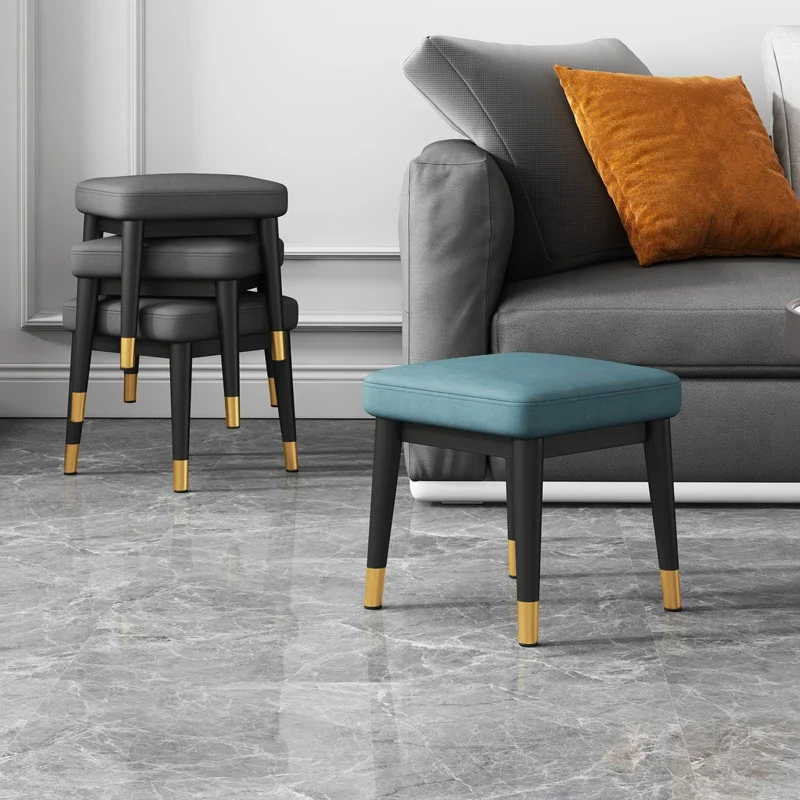 

Light Luxury Stackable Stools, Household Shoe Change Chair, Sponge Cushion Seat, Living Room Kitchen Bench, Space-Saving Stool