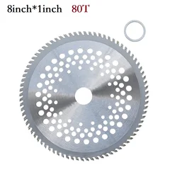 1pc 10Inch 80T Carbide Brush Cutter Saw Blade Lawn Mower Grass Trimmer Blade Garden Tool Replacement 200x25.4mm Cutting Disc