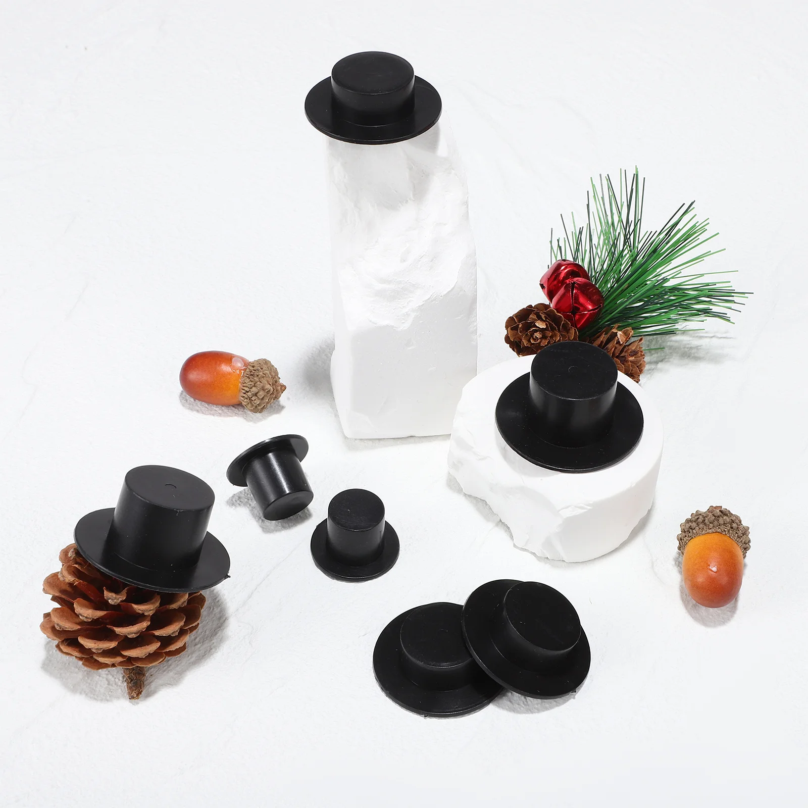 

60Pcs Decorative Mini Hats Snowman Style Miniature Top Hats Wide Brim for DIY Crafts Party Decorations Mini Top Hat