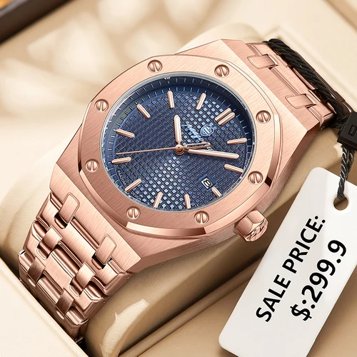 Reloj PAAZOMU de lujo para hombre, reloj resistente al agua con fecha luminosa para hombre, reloj masculino de acero inoxidable, relojes deportivos de cuarzo a la moda para hombre