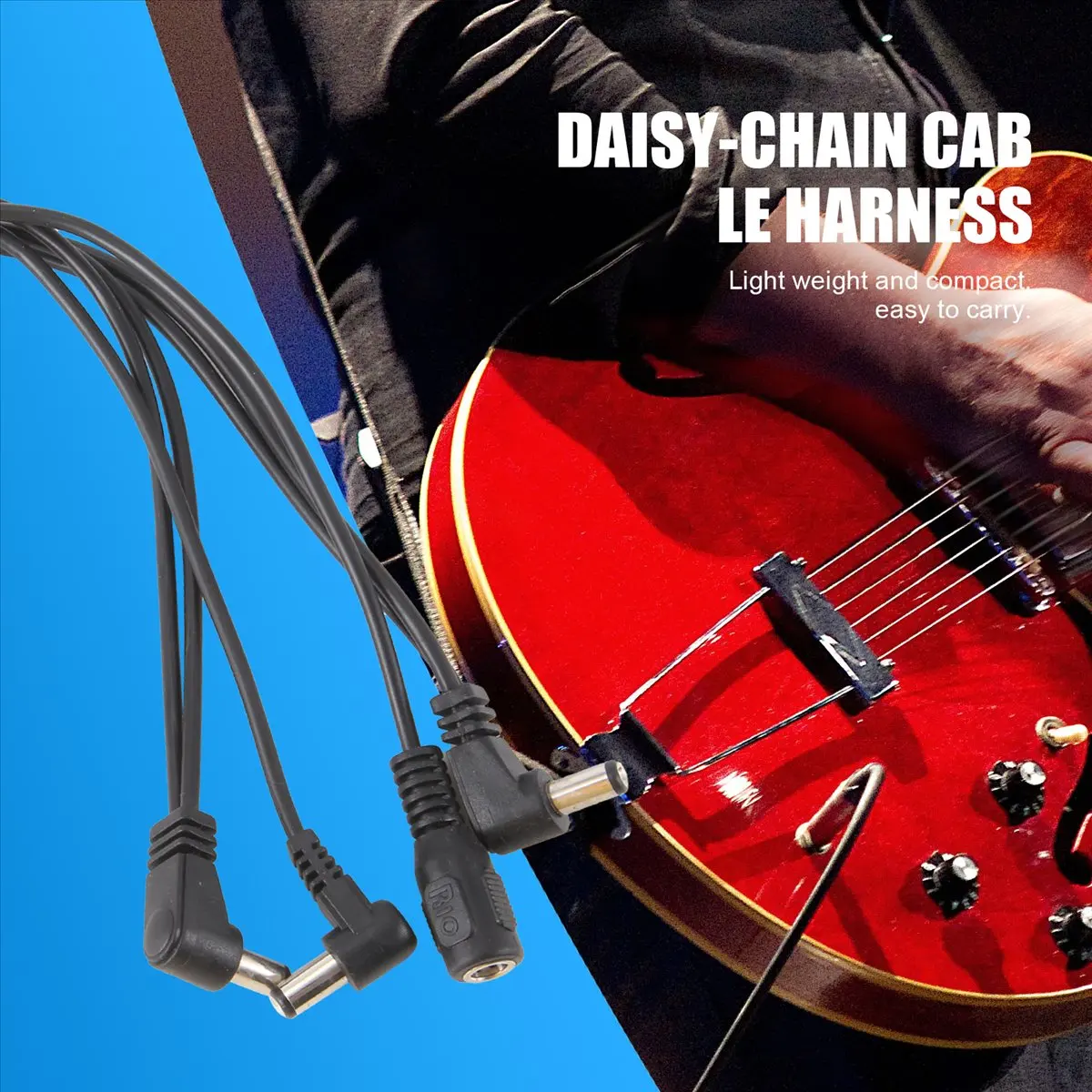 【CYBER MONDAY】 6 Ways Electrode Daisy Chain Harness Cable Copper Wire for Guitar Effects Power Supply Adapter Splitter black