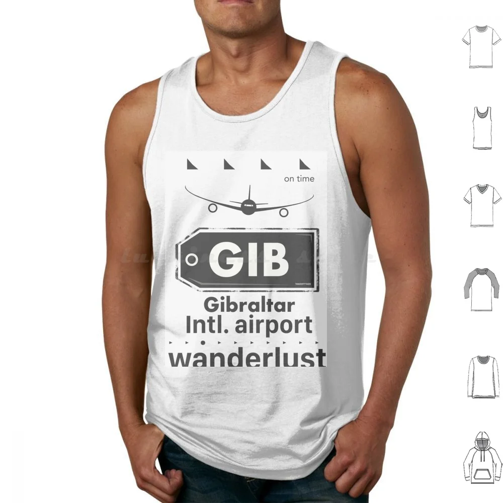 Gib Gibraltar Airpot Tank Tops Print Cotton Gibraltar Portugal Airports Airport Travel Destination Traveler Traveling