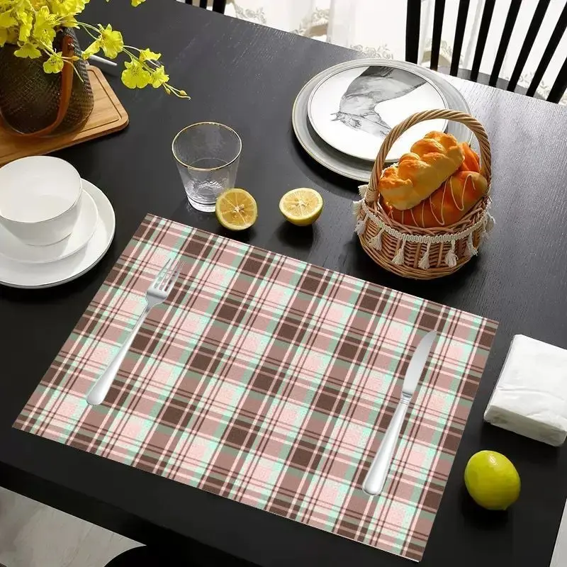 VIKAMA 2/4/6Pcs American Preppy College Wind Mat Waterproof Anti Slip Tableware Mat Kitchen Dining Home Decor