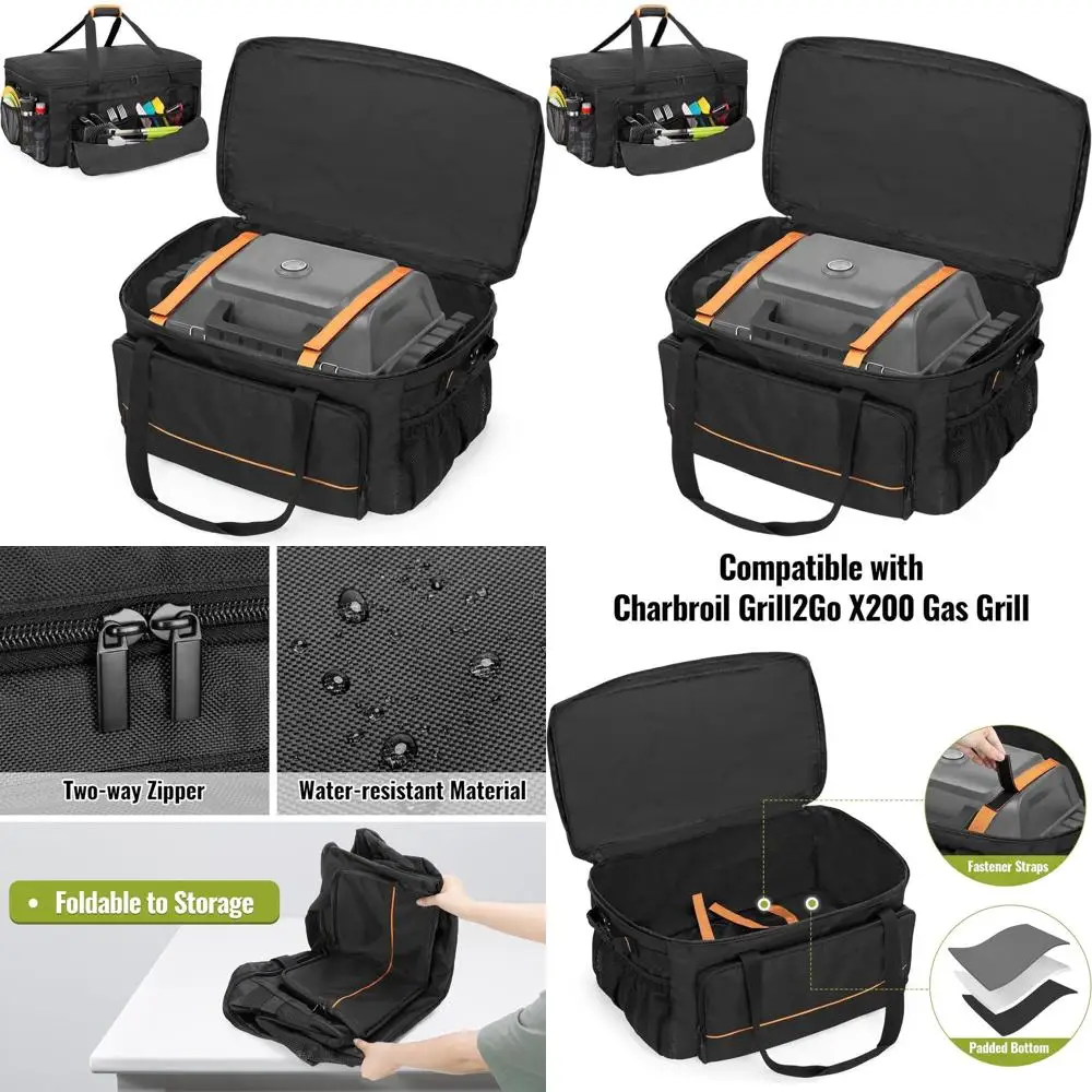 

Portable Grill Cover for Char-Broil Grill2Go X200, 1-Burner Gas Grill with Pockets for Tools & Accessories