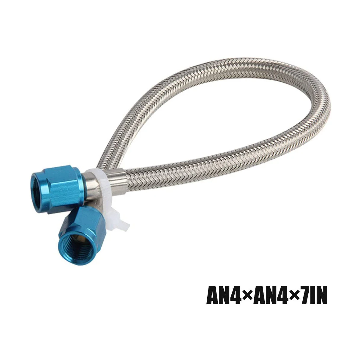 7 Inches Nitrous Stainless Steel Braided Hose with -4AN and -4AN Blue Fittings Teflon Lined Stainless Steel Hose（7”,4an4an,blue）