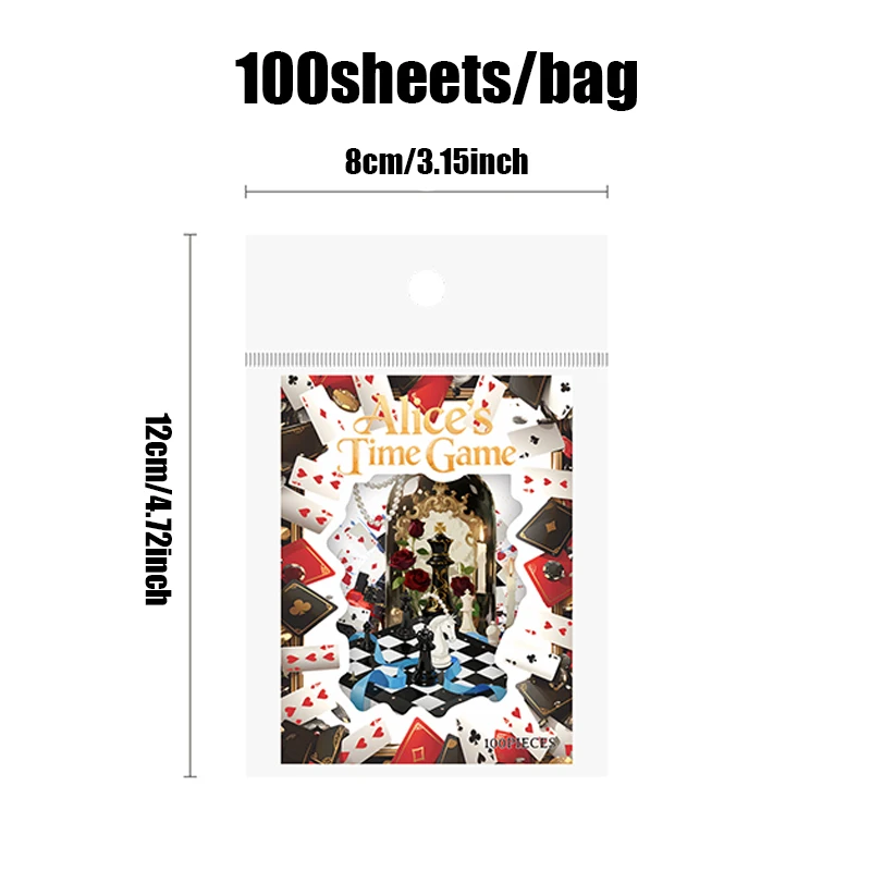 السيد ورقة الكرتون الوقت لعبة الدعامة ملصقات 100 ورقة/حزمة لطيف أليس لعبة كوب ساعة تنبيه PET ملصق القرطاسية ديكور المنزل #6