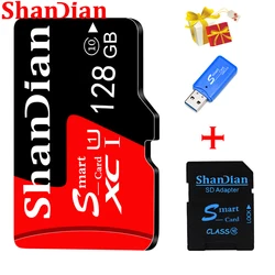 SHANDIAN High Speed Mini TF 32GB Free gift card reader 64GBSD/TF Flash Card Memory Card 128GB 16GB 8GB for Phone Camera Computer