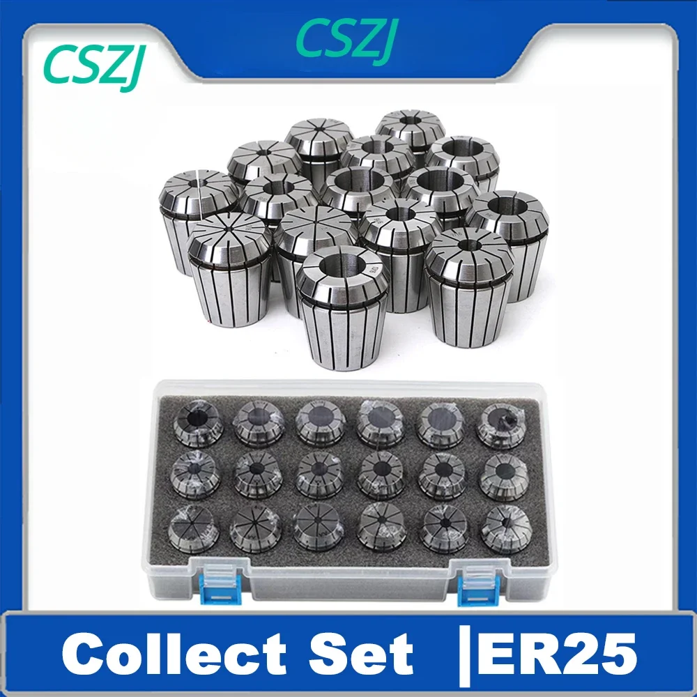 

ER25 Set ER Spring Collet Chuck 0.015 0.008mm for CNC Milling Tool Holder Engraving Machine Lathe Milling ER Collet Set with Box