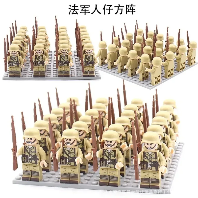 24PCS World War II military series, building blocks, phalanxes, warriors, mini figures, humanoid dolls, toys and birthday gifts.