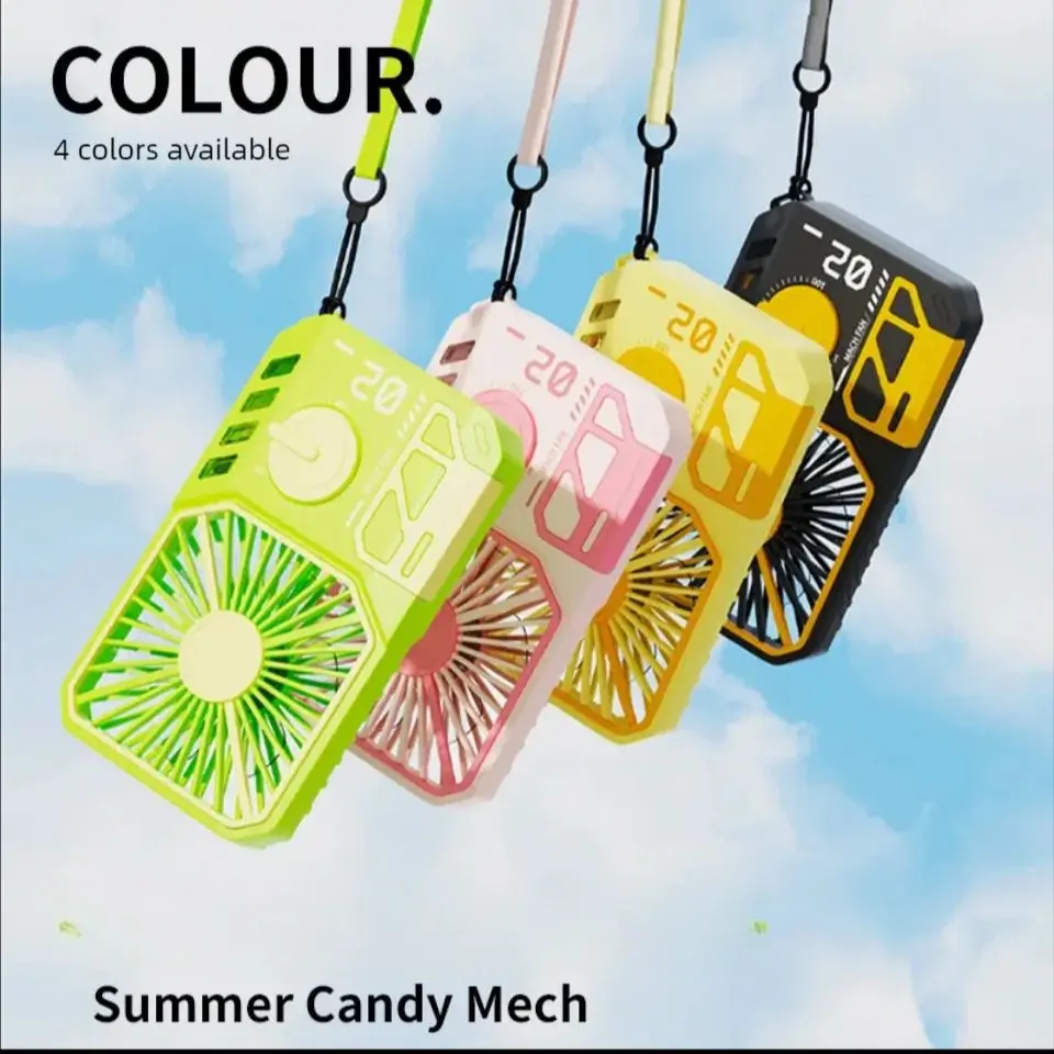 Mini High Speed Handheld Fan USB Rechargeable 2000mAh Battery Small Hanging Neck Fan 4 Candy Colors Outdoor Portable Hand Fan