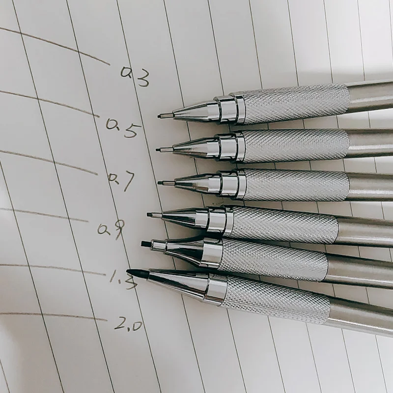 Metall Mechanische Bleistift mit Konstante Core 0,5 0,7 0,9 1,3 2,0 Mm für Grundschüler