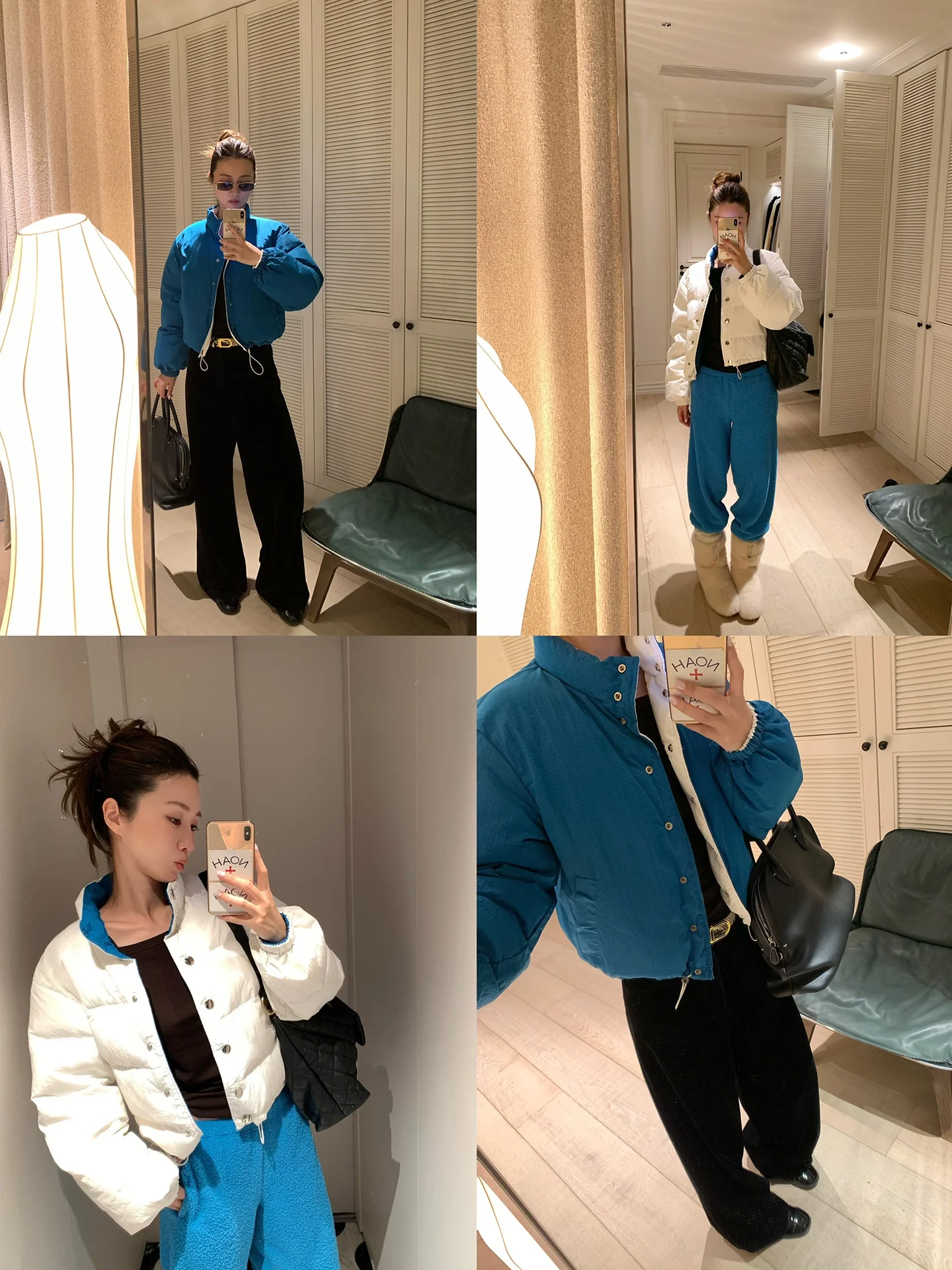 

Double-Sided Wearable Stand Collar down Jaet Aige Card Capri Blue Vcruan Women's Faion Commute Sle Rw253363