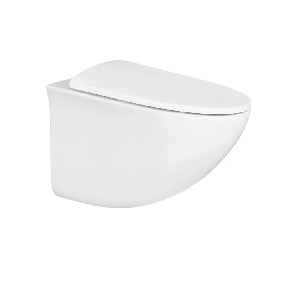 

z Hot Sale Bathroom Close Coupled Wall Mount Toilet Ceramic Round Rimless Wall Mounted Toilet Pan