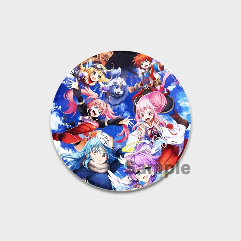 Tensei Shitara Slime Brooches Cartoon Cosplay Ken Rimuru Tempest Milim Nava Badges Icons Handmade Round Lapel Pins Jewelry Gifts