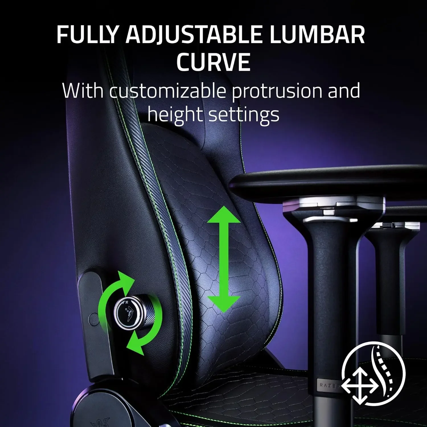 Gaming Chair: Adaptive Lumbar Support - Adjustable Lumbar Curve - High Density Foam Cushions - Reactive Seat Tilt