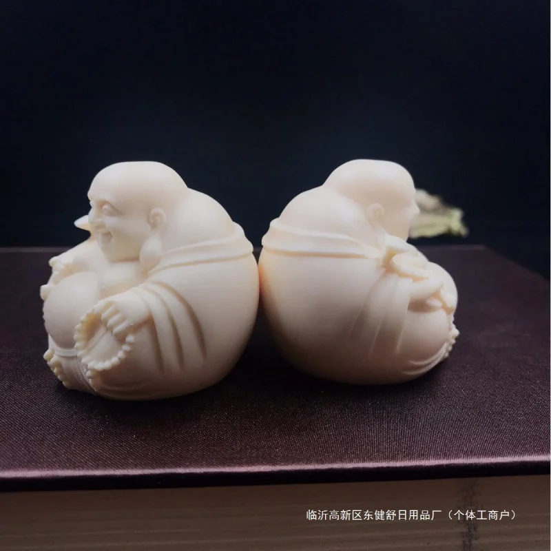 Ivory Fruit Carving Maitreya Buddha Heqi Ornaments Hand Pieces Tea Ornaments Office Decorations Crafts Carvings Wholesale