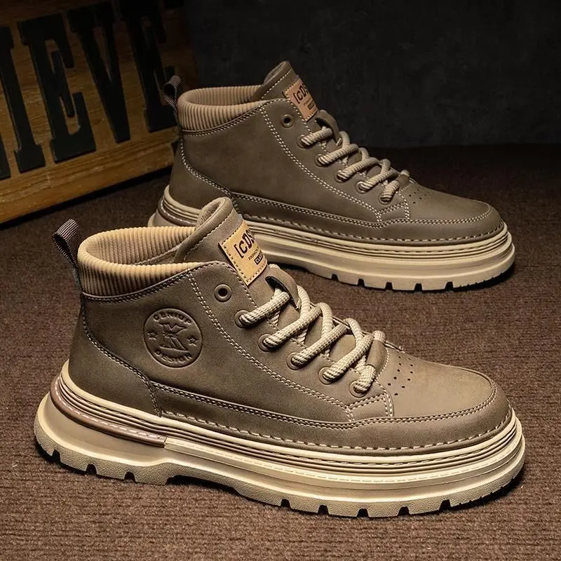 High Top Boots Men's Shoes Fashion Motorcycle Ankle Boots Shoes for Man Spring Boots Men's Sneakers British Casual Botas Hombre