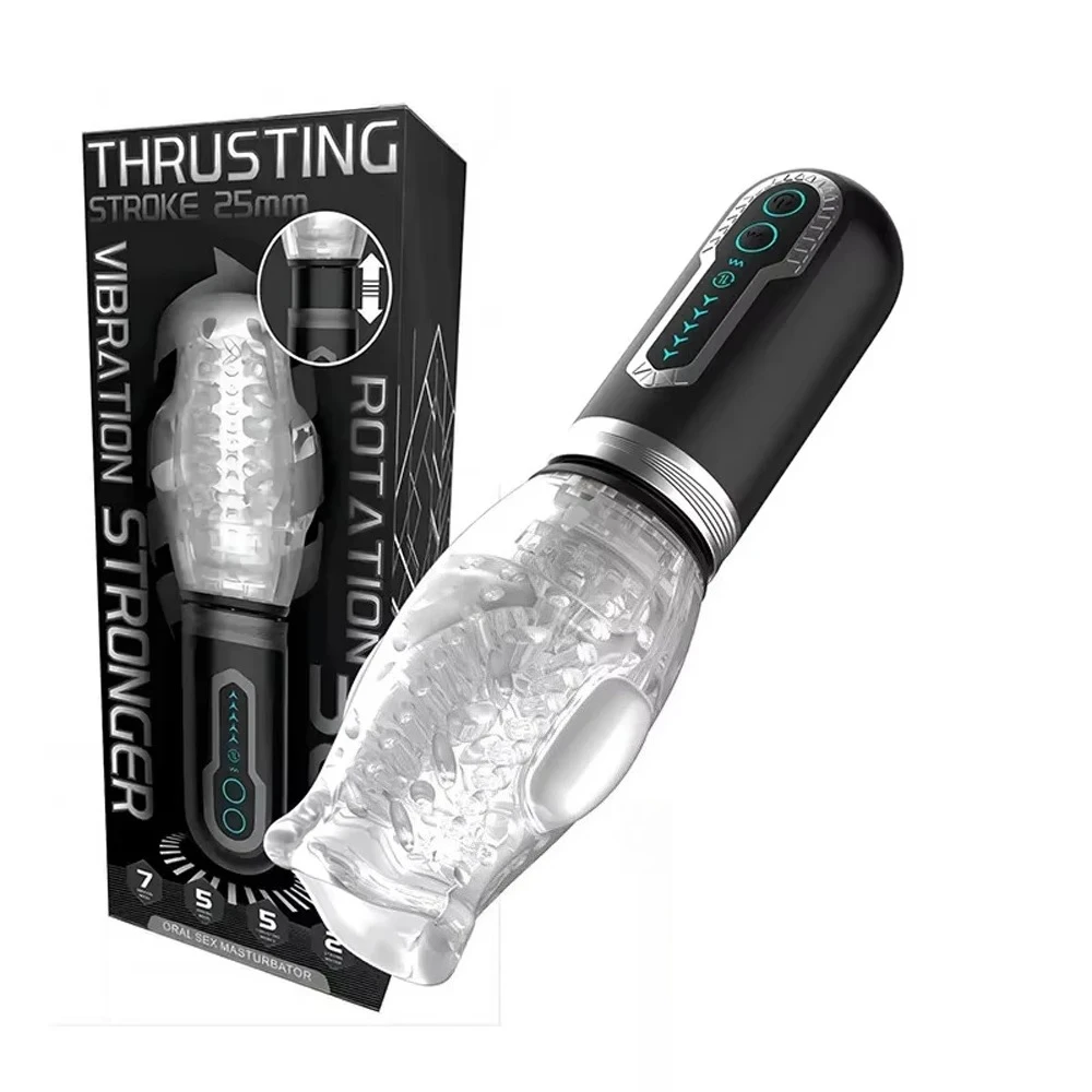 Glans Endurance Exercise Pocket Pussy Automatic Rotation Powerful Vibration Telescopic Masturbator Cup  Sex Machines Blowjob 18+