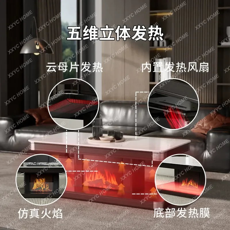 Simulated flame heating table, fire table, coffee table, integrated household electric heater, rectangular electric baking table