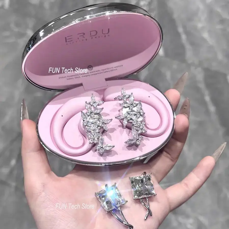 Erdu سماعات مجوهرات مفتوحة 3 أزواج من الأقراط المغناطيسية بلوتوث 5.4 مقاوم للماء دعوة الحد من الضوضاء سماعات الأذن للفتيات هدية