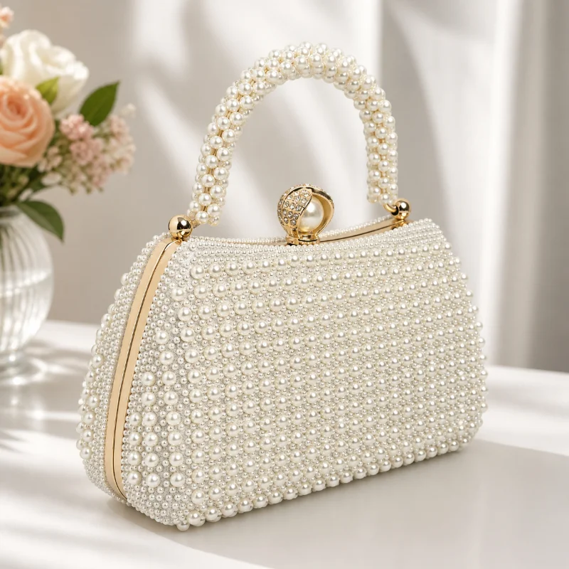 

Pearl Evening Clutch Bag Women Elegant Wedding Party Handbag Luxury Banquet Dress Purse Crossbody Shoulder Bag