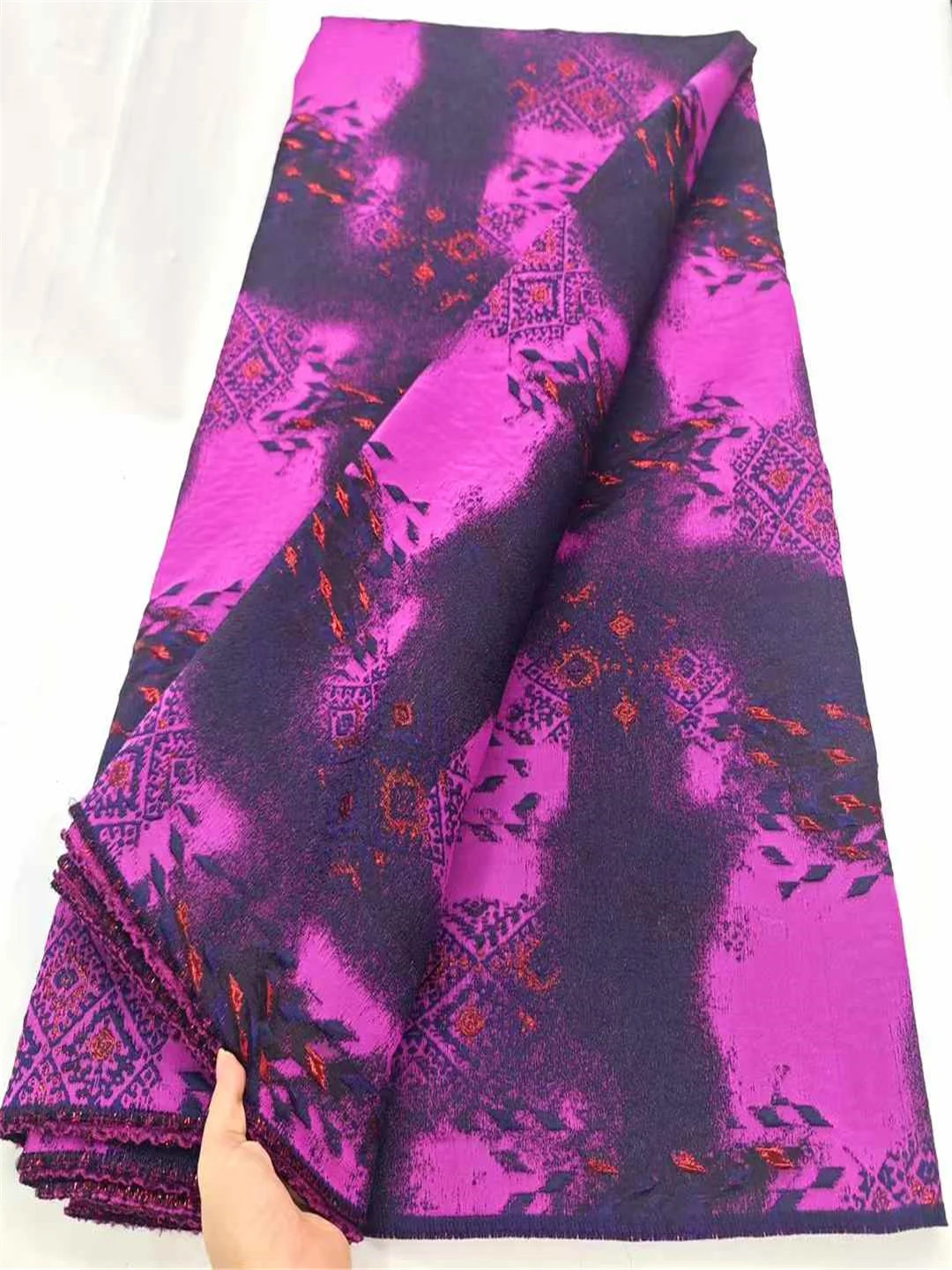 

Африканская парча, жаккардовая кружевная ткань, 2025 г., высокое качество, дамасская 5 ярдов, французская позолоченная кружевная ткань для шитья свадебного платья