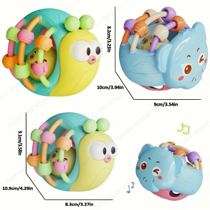 Cute And Interesting Hand-Held Baby Rattle, Puzzle Early Education Snail Rattle Plastic Ball, ABS Material, Color Festival Gifts