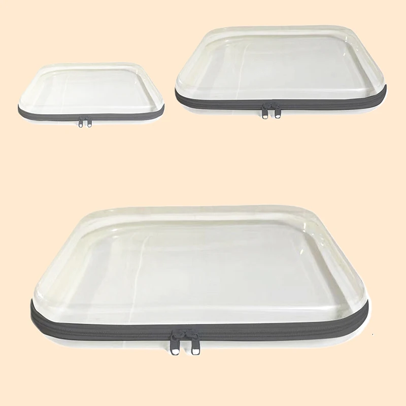 

1PC Plastic Zippered Pouch Hard Bins Storage Bins Stackable Waterproof Zippered Hard Pouch Clear Hard Shell Zipper Case