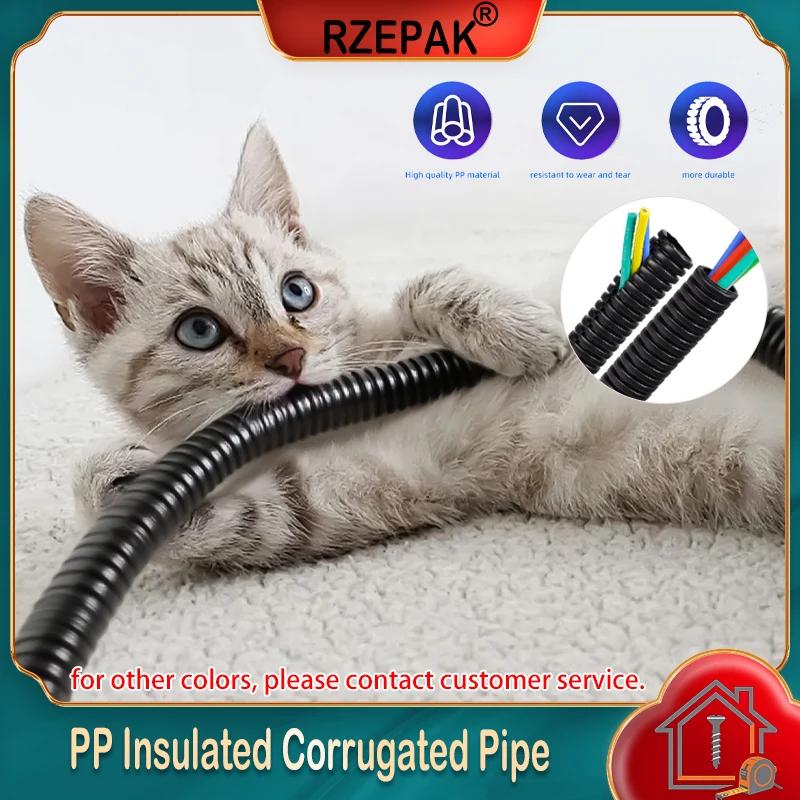 1~10m PP Insulated Corrugated Tube Black AD 7.5/10/11.6/13/28.5/34.5mm for Wire Cable Harness Threading Protection Sleeving