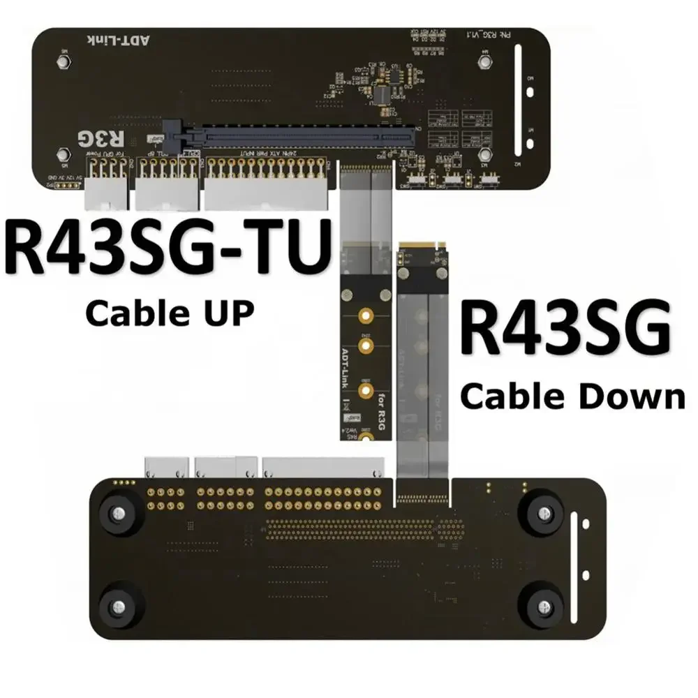 

R43SG M2 Key M Кронштейн для внешней видеокарты с Riser-кабелем PCIe 3.0/4.0 X4 25 см 32 Гбит/с для ITX STX NUC VEGA64 GTX1080ti