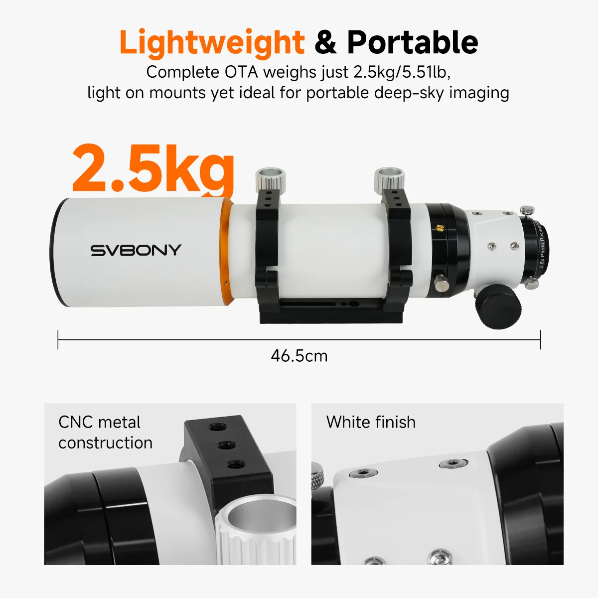 Svbony SV503 Astro Telescope 70/80/102ED Extra Low Dispersion Achromatic Refractor OTA For Exceptional Viewing Astrophotography