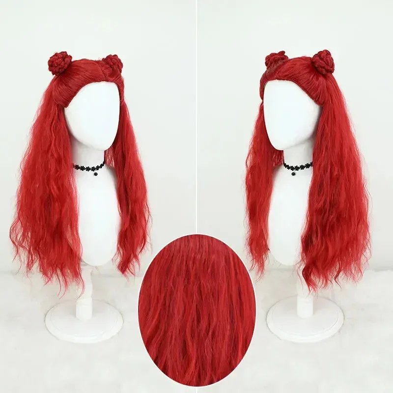 CyRise of Rot Cosplay Perücke Unisex 70 cm Langes Lockiges Wellenhaar Rote Perücke Cosplay Anime Hitzebeständige Synthetische Perücken Halloween
