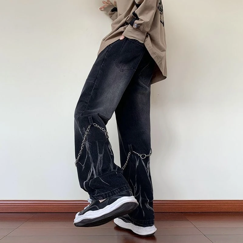 Jeans for Men Hip Hop Trousers Man Cowboy Pants with Pockets New Rock Korean Style Classic Y2k Vintage Wide Leg Autumn Clothing