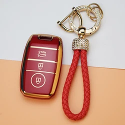 For KIA RIO Rio5 Sportage Ceed Cerato Sorento K3 K4 K5 KX3 Optima Picanto Forte TPU Car Remote Key Case Cover Shell Fob Keychain