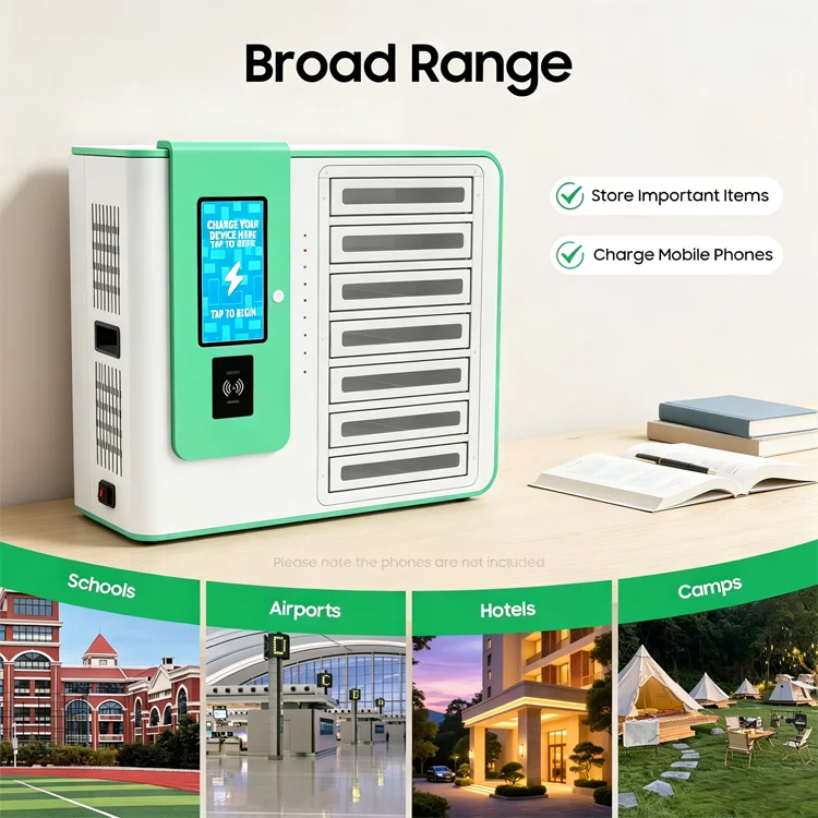 Sheet Metal 8 - Slots Charging Locker with Type - C Fast Charging, Password/Face Recognition/IC Card Lock, OEM/ODM Available