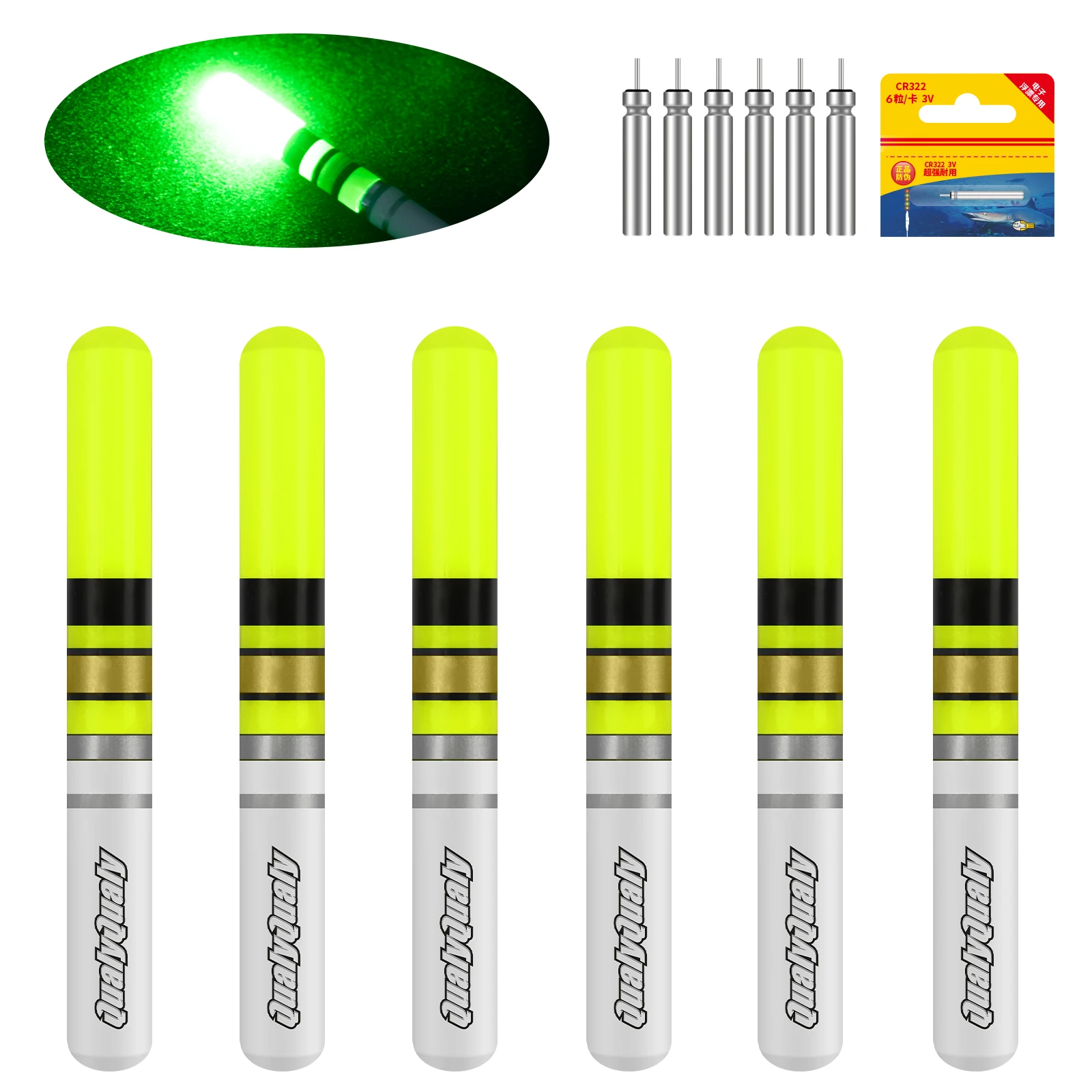 

6pcs Led Glow Sticks For Fishing Floats Bobbers Night Fishing Rod Tip Glow Sticks Green Luminous Light Stick Fishing Accessories