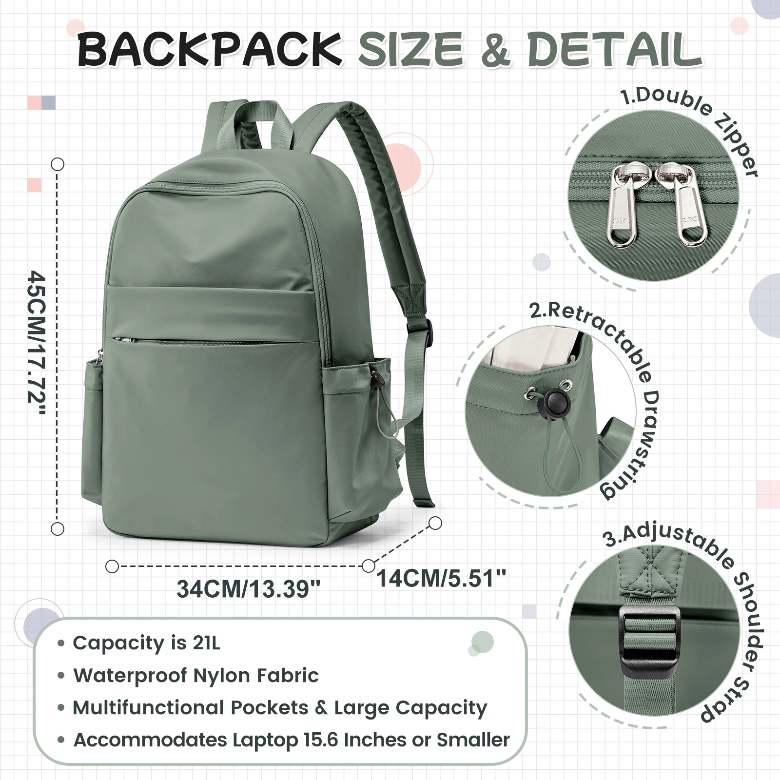 Lightweight Casual Laptop Backpack for Men Women, Bookbag Backpack for School Boys Girls,  Colleg High School Backpack for Teens