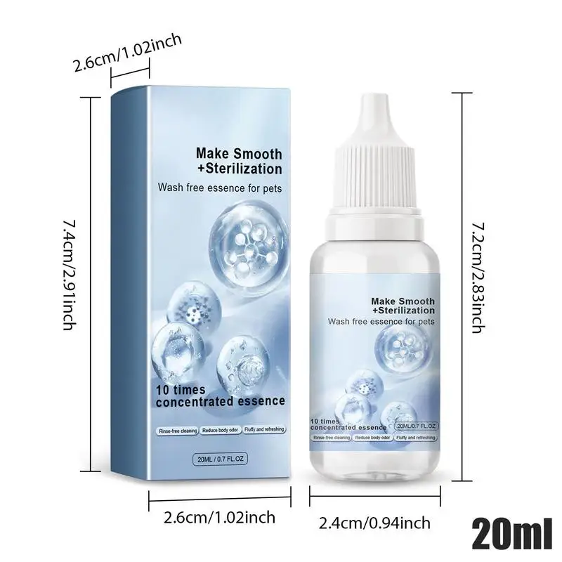 20ml No Wash Pet Essence Deodorant Clean & Smooth Hair Fragrance Care Portable Waterless Cat Oil Odor Eliminating Serum