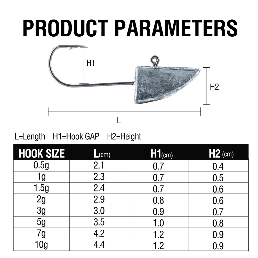 10PCS Jig Köpfe Haken 0,5g-10g Blei Kopf Angelhaken Salzwasser Wurm Haken High Carbon Stahl Weicher köder Haken Angelgerät – Detail 2