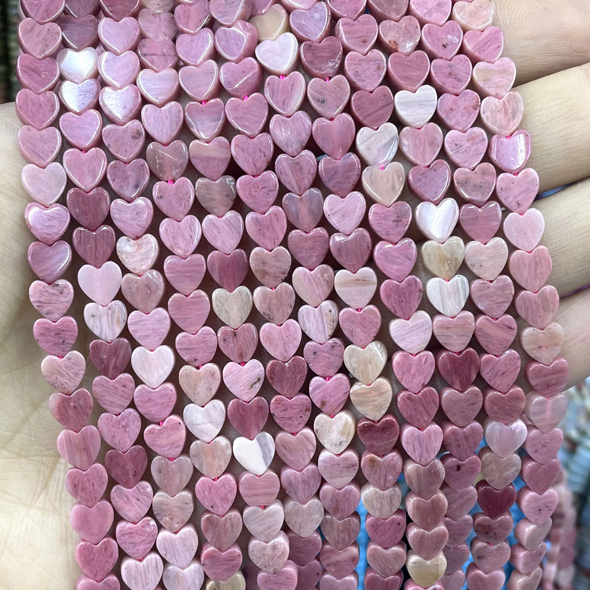 6MM Natural Heart Shape Red Rhodochrosite Loose Spacer Beads For Jewelry Making DIY Bracelet Earrings Necklace Accessories 7.5\'