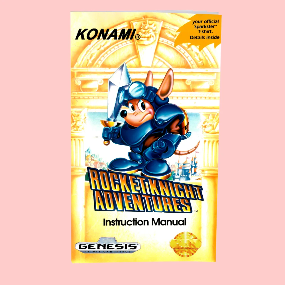 Rocket Knight Adventures versión de EE. UU. Caja de cartas de juego Manual para consolas Sega MD MegaDrive Genesis de 16 bits